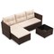 PE Rattan 2-Piece Sectional Sofa Set, Cushioned Seats and Glass Coffee Table